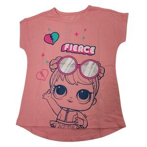 L.O.L. Surprise! Girls Short-Sleeve T-Shirts Crew Neck  Pink Fierce Top Size 4